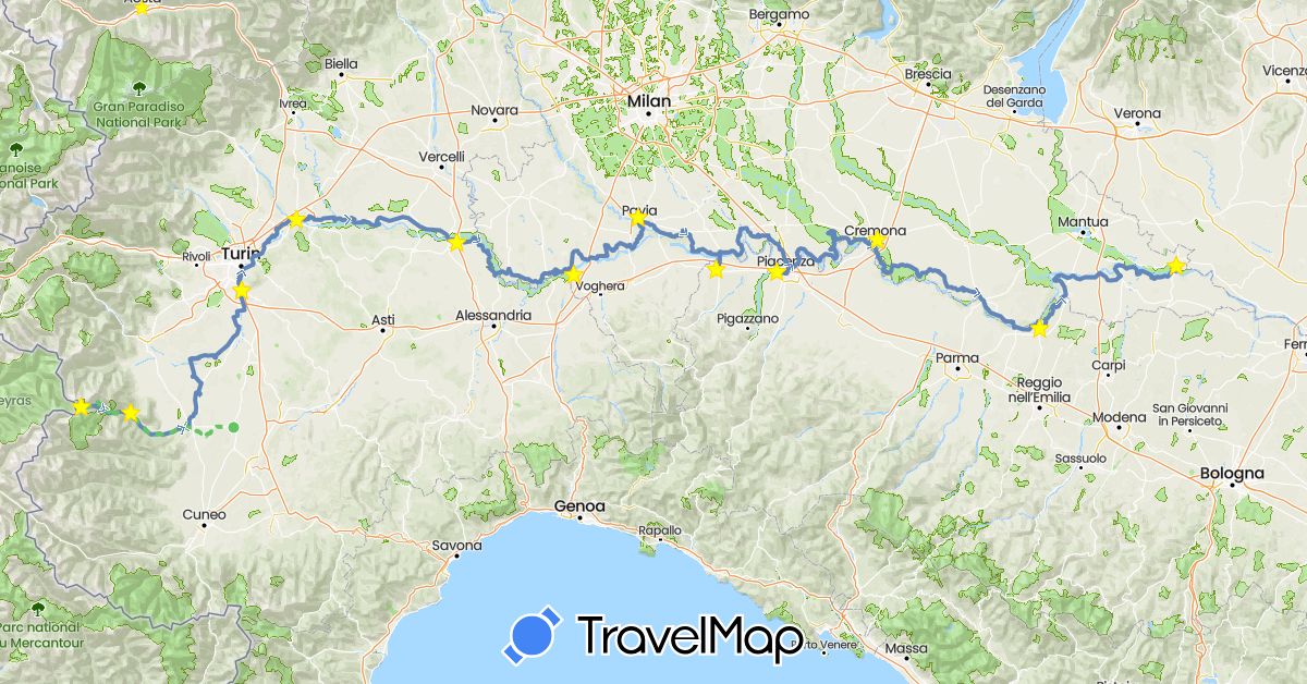 TravelMap itinerary: cycling, cycling in Italy (Europe)