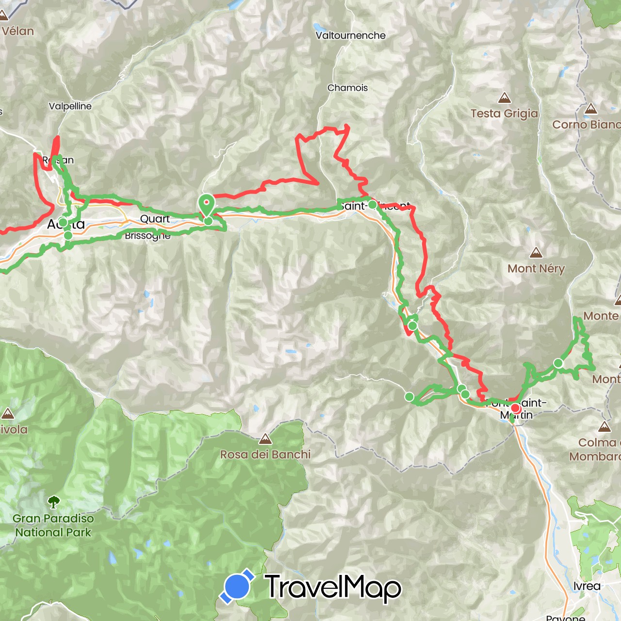 TravelMap itinerary: hiking, hiking in Italy (Europe)